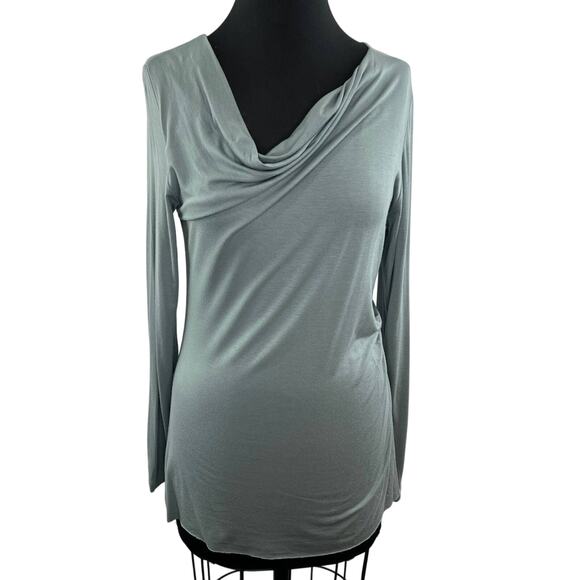 Peruvian Connection Blue Cowl Neck Long Sleeve Pullover Tunic Top Size S Small - Picture 1 of 7